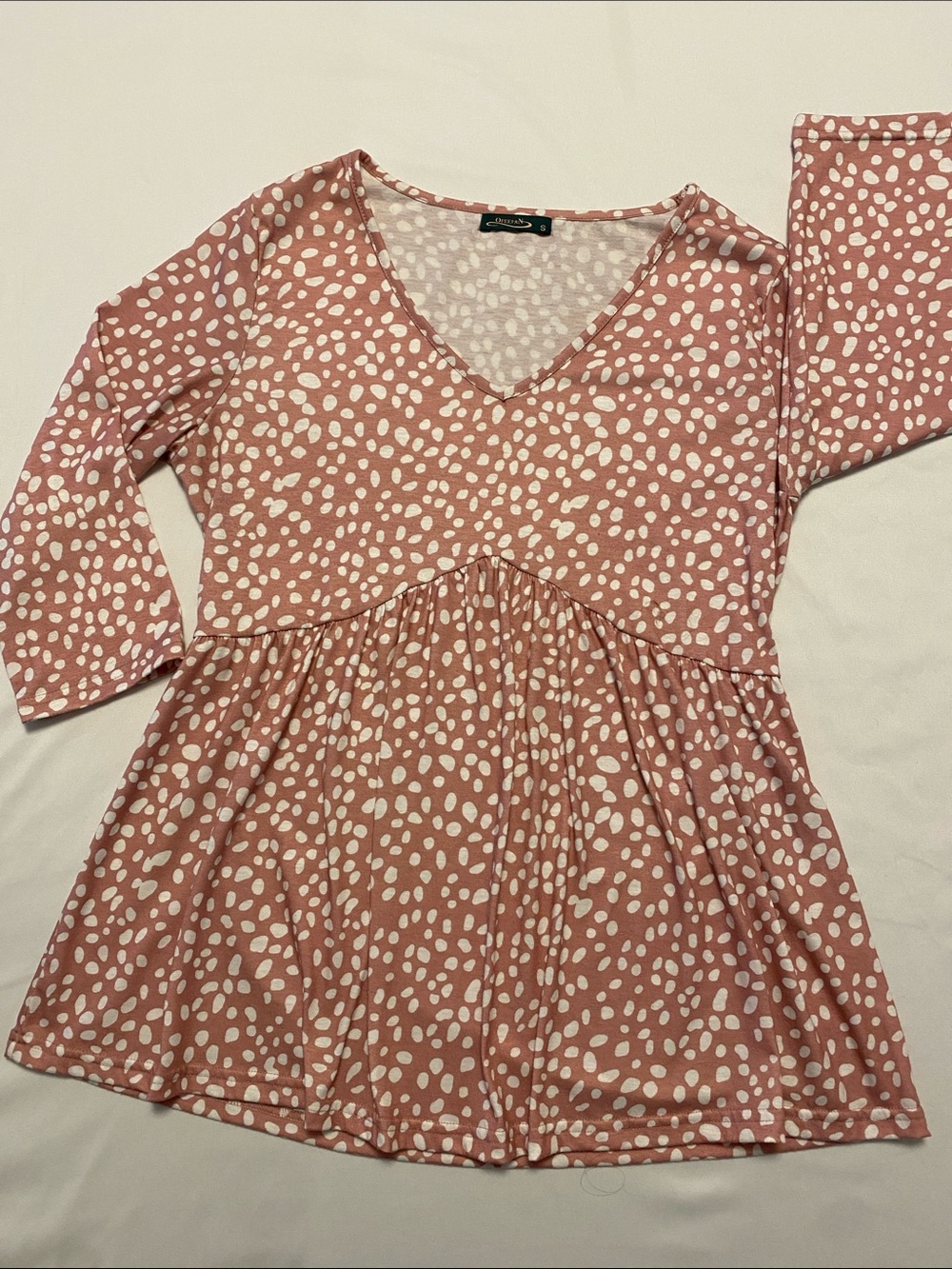 Pink Polka Dot V-Neck Women’s Top